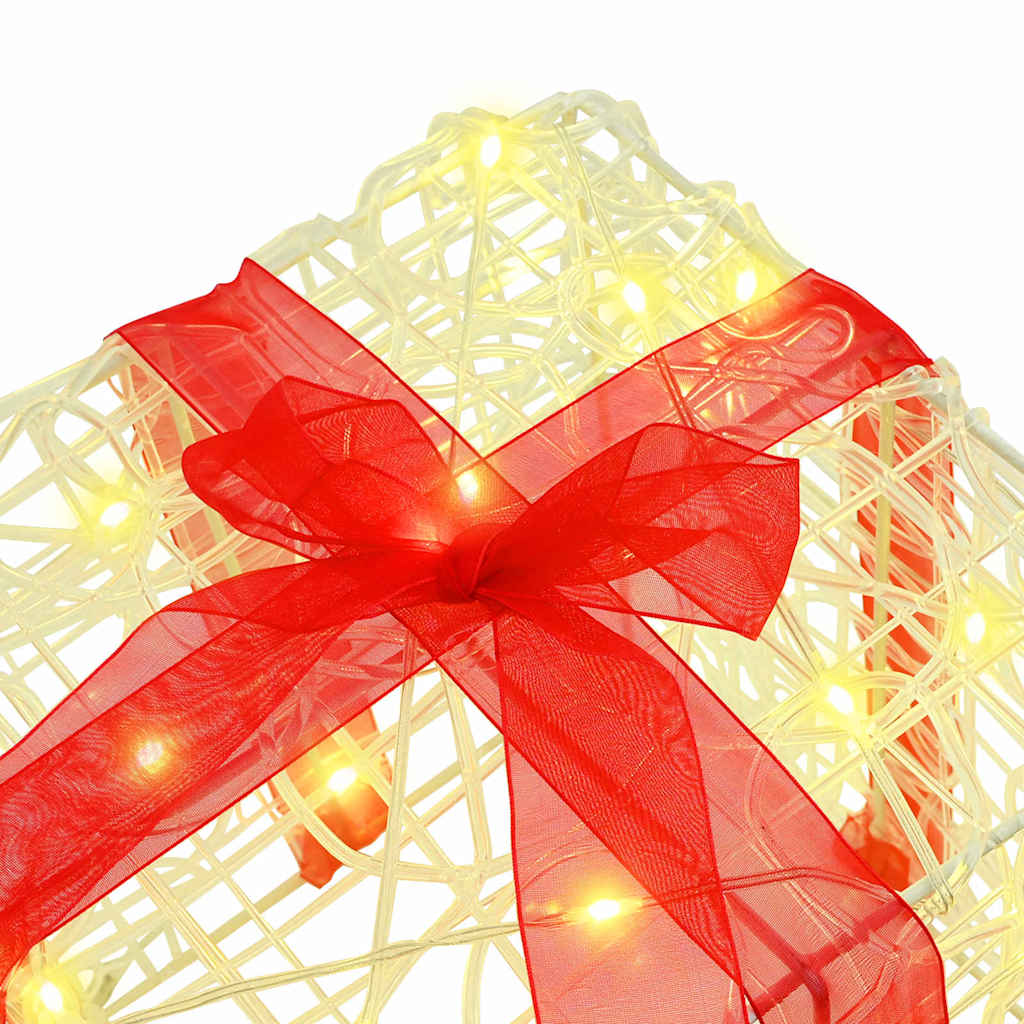 Gift Box with 60 LEDs 3 pcs Warm white 20 x 20 x 20 cm Acrylic